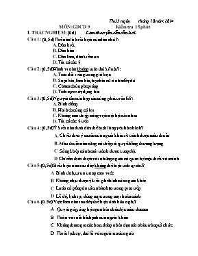 Đề kiểm tra 15p Giáo dục công dân lớp 9 - Năm học 2014-2015
